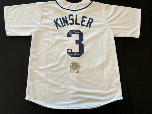 IAN KINSLER DETROIT TIGERS SIGNED JERSEY w/Go Tigers BAS COA