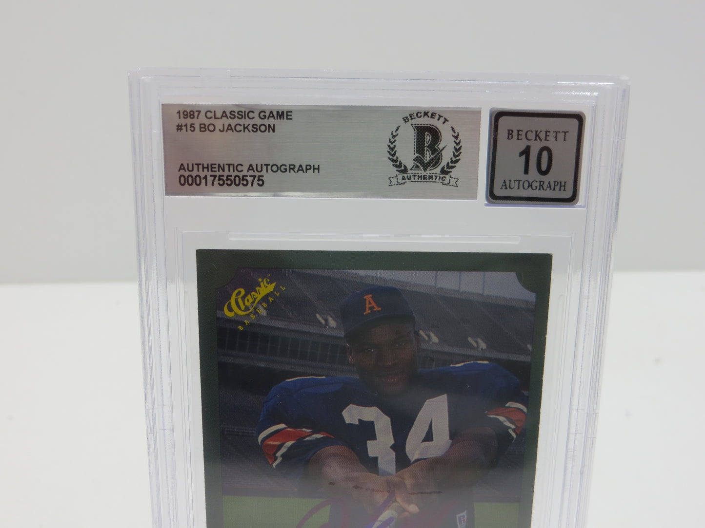 BO JACKSON SIGNED 1987 CLASSIC GAME #15 ROYALS AUBURN BGS BAS SLAB AUTO 10