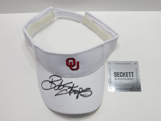 BOB STOOPS OKLAHOMA OU SOONERS SIGNED Sideline VISOR BAS COA