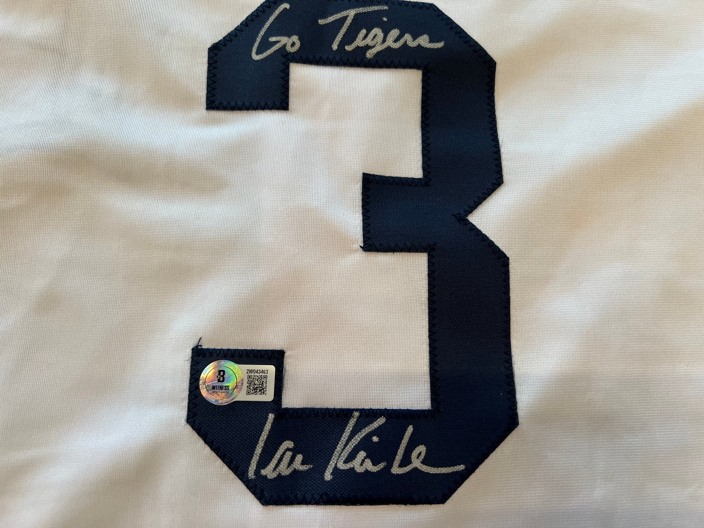 IAN KINSLER DETROIT TIGERS SIGNED JERSEY w/Go Tigers BAS COA