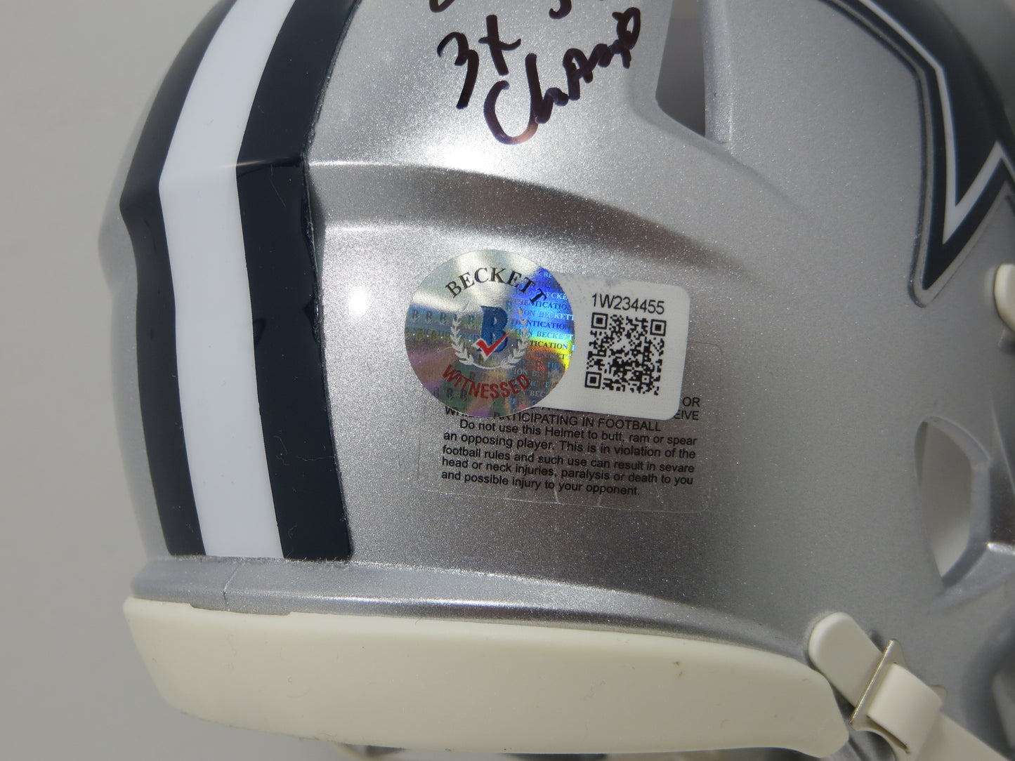 KEVIN SMITH DALLAS COWBOYS SIGNED Riddell MINI HELMET w/3xSB Champ BAS COA