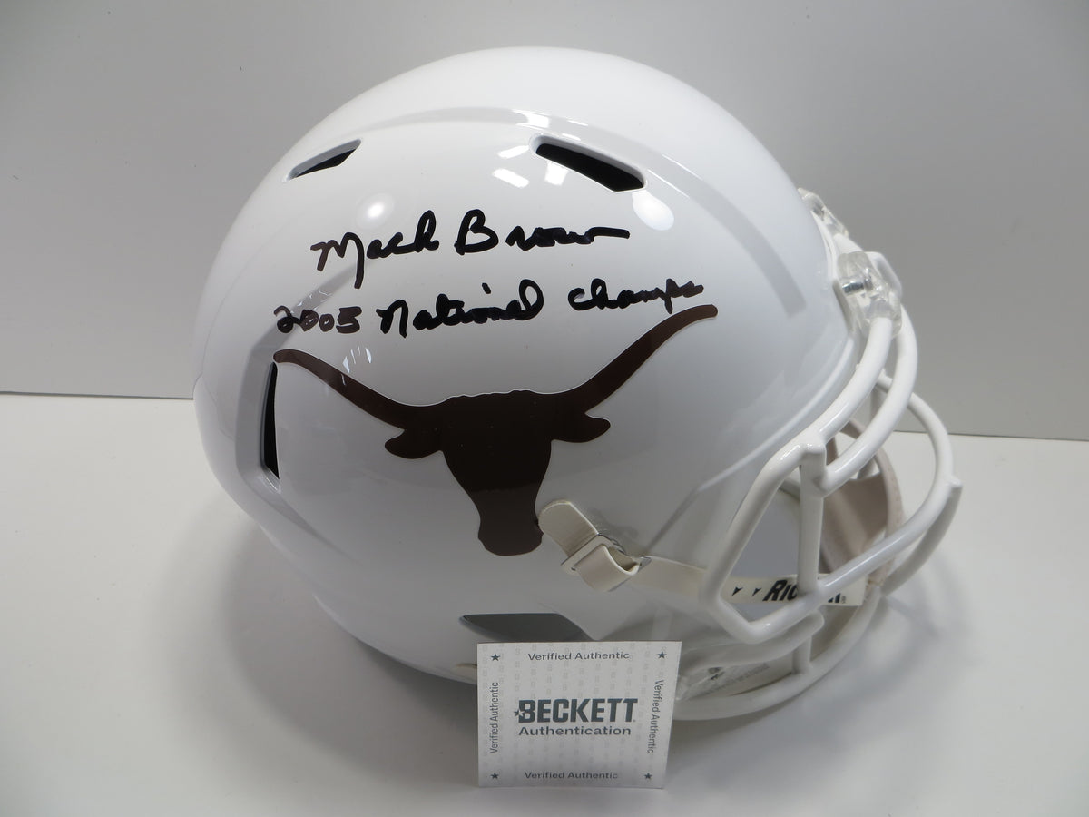 MACK BROWN SIGNED TEXAS LONGHORNS RIDDELL FULL SIZE HELMET w/2005Champs BAS
