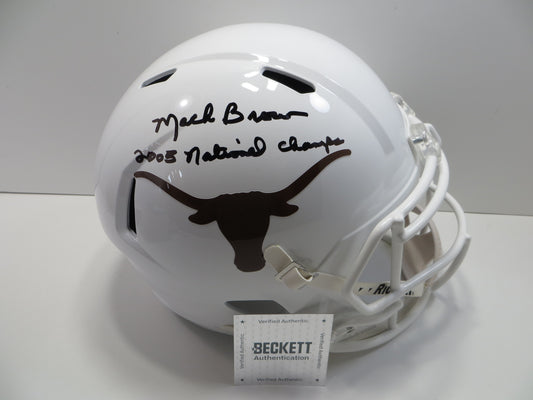 MACK BROWN SIGNED TEXAS LONGHORNS RIDDELL FULL SIZE HELMET w/2005Champs BAS