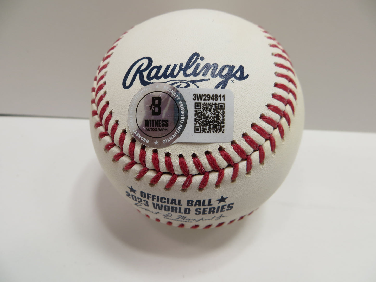 JOSH SMITH TEXAS RANGERS SIGNED OFFICIAL 2023 WORLD SERIES BASEBALL w/INSC BAS