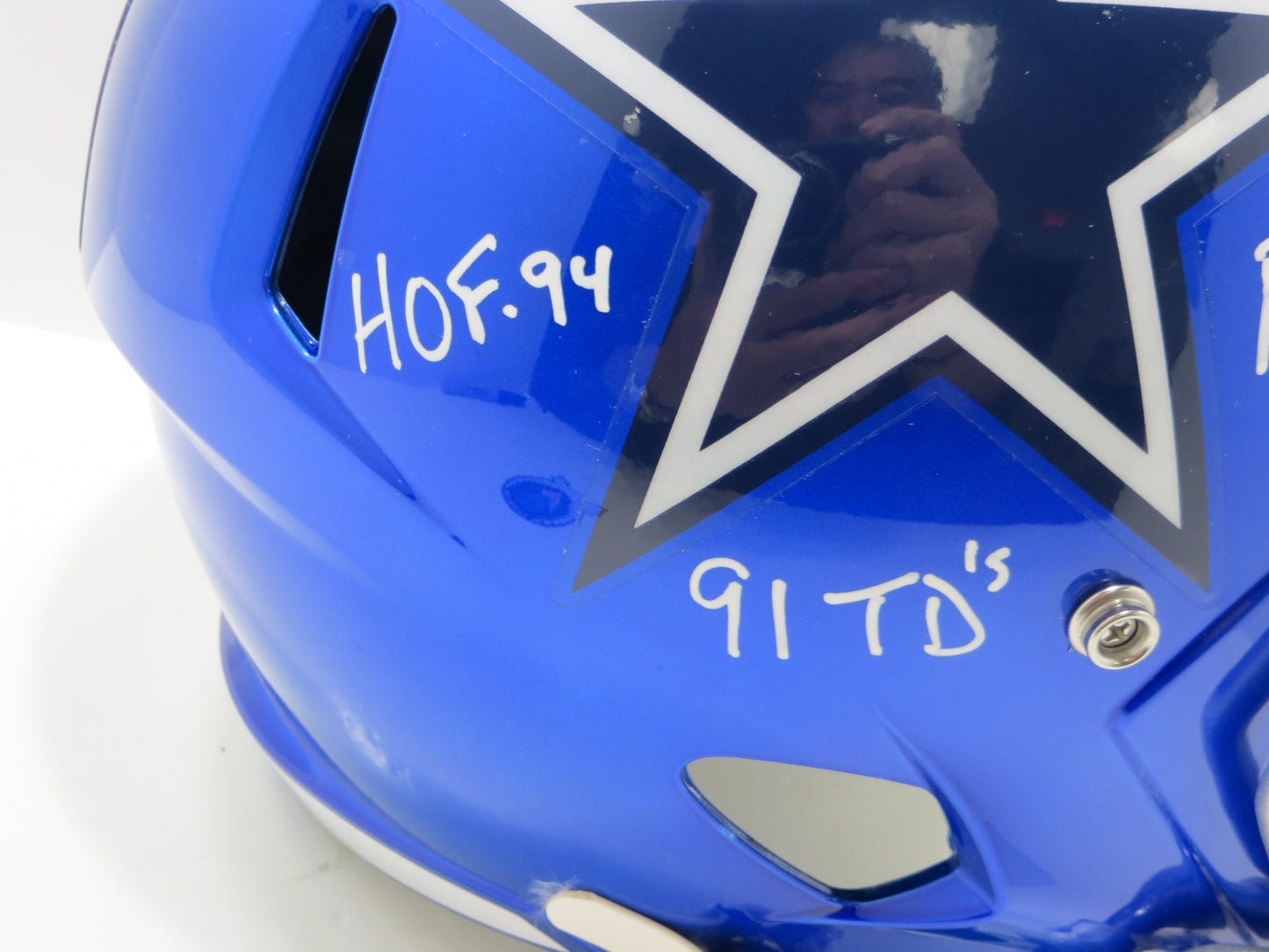 TONY DORSETT SIGNED DALLAS COWBOYS RIDDELL F/S Flash HELMET w/4 INSCs BAS