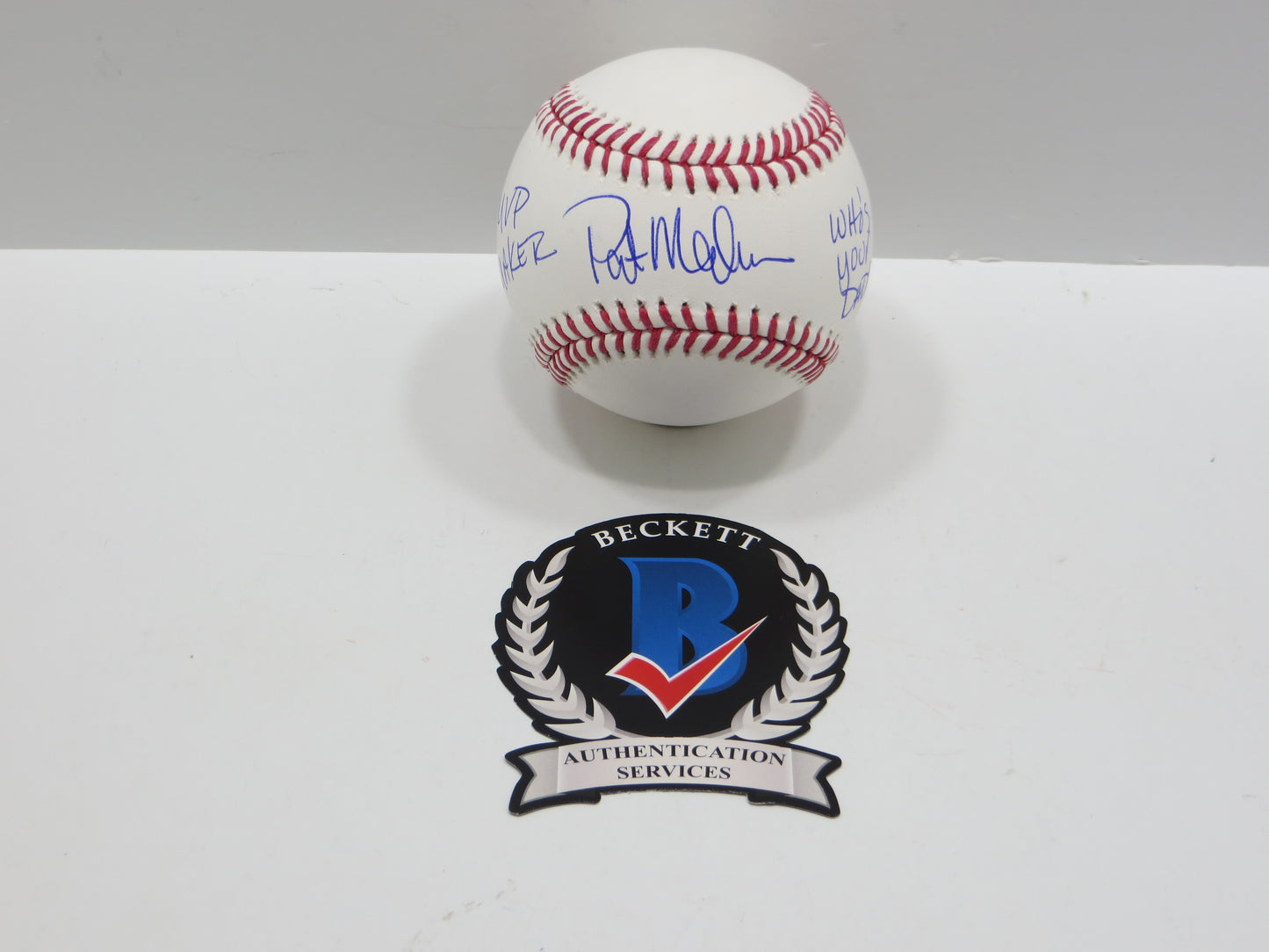 PAT PATRICK MAHOMES SR SIGNED OML BASEBALL Twins Cubs Mets Rangers w/INSC BAS