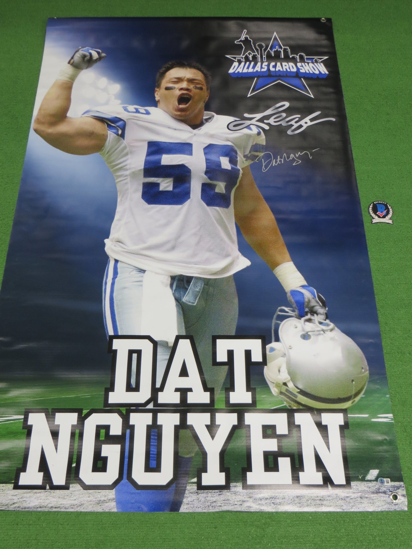 DAT NGUYEN SIGNED Dallas Cowboys Dallas Card Show 36x60 VINYL BANNER BAS COA