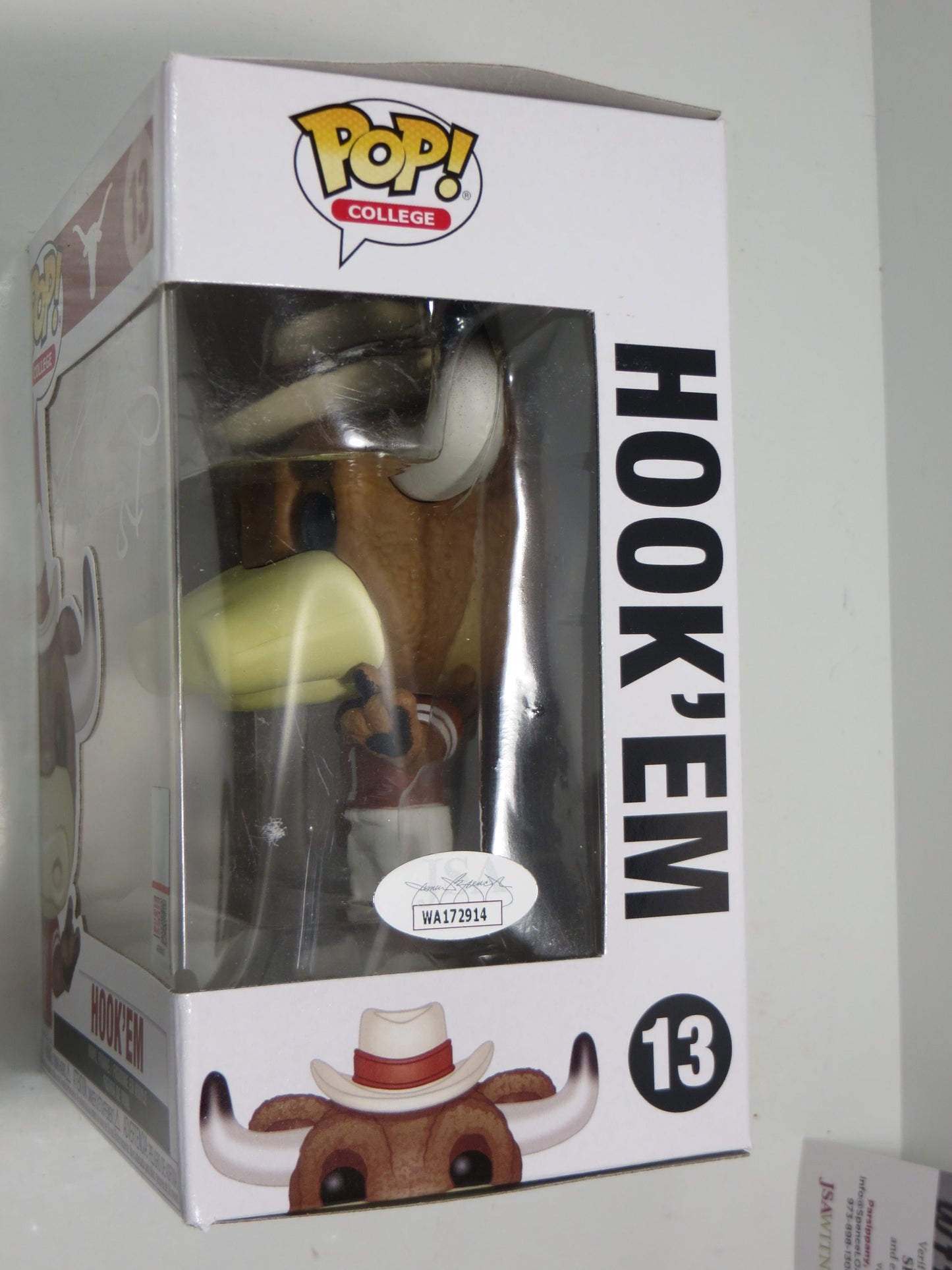 RICKY WILLIAMS SIGNED BEVO Hook 'Em #13 FUNKO POP BAS JSA COA