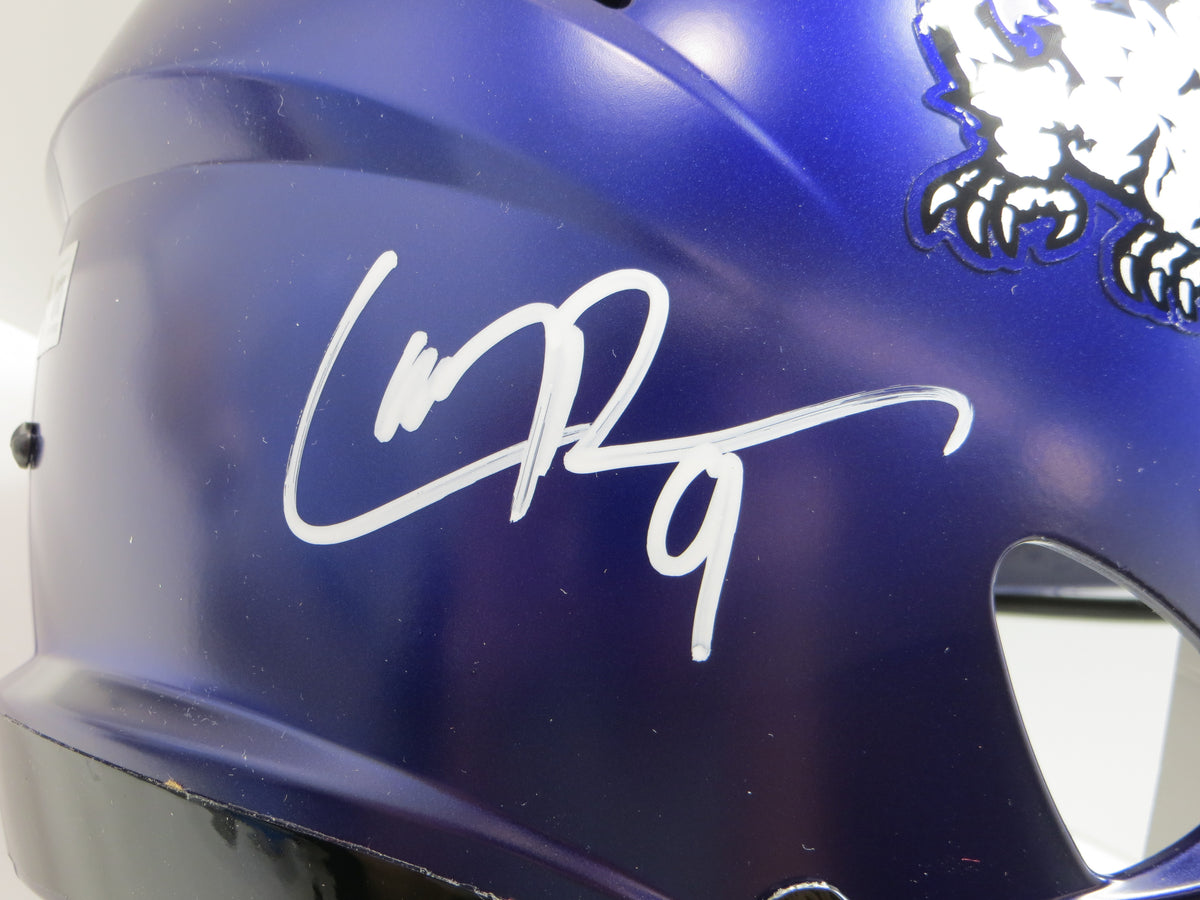 TCU HORNED FROGS LEGENDS Lilly Tomlinson Duggan ++ SIGNED PURPLE Full SIZE HELMET BAS