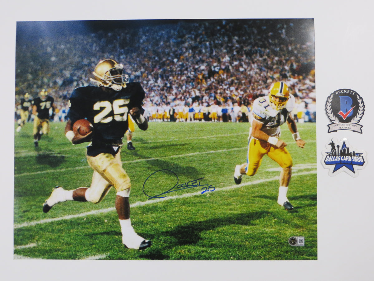 ROCKET ISMAIL NOTRE DAME SIGNED Touchdown 16x20 BAS