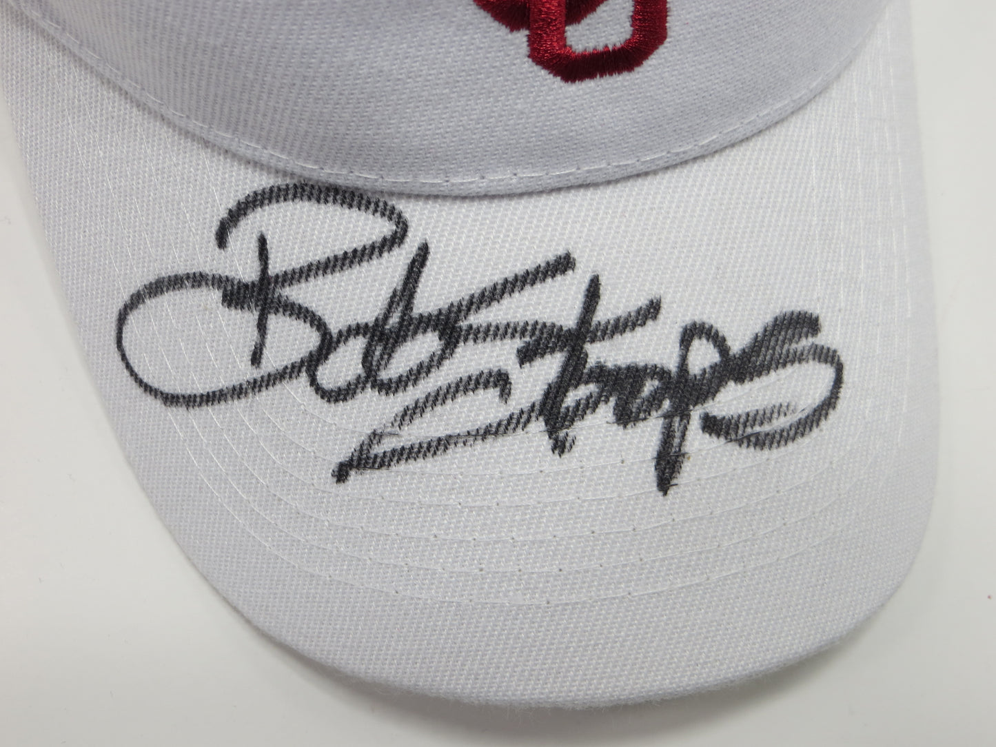 BOB STOOPS OKLAHOMA OU SOONERS SIGNED Sideline VISOR BAS COA