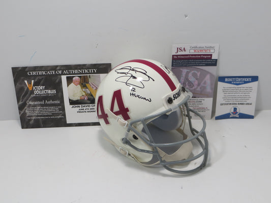 JOHN DAVID CROW & JOHNNY MANZIEL SIGNED Texas A&M Helmet w/Heisman JSA BAS