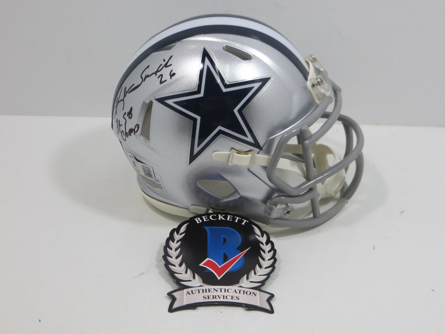 KEVIN SMITH DALLAS COWBOYS SIGNED Riddell MINI HELMET w/3xSB Champ BAS COA