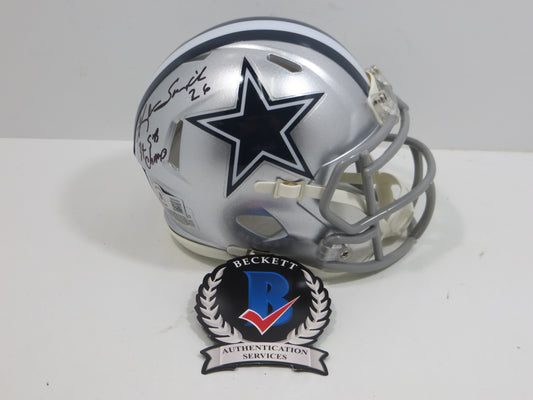 KEVIN SMITH DALLAS COWBOYS SIGNED Riddell MINI HELMET w/3xSB Champ BAS COA