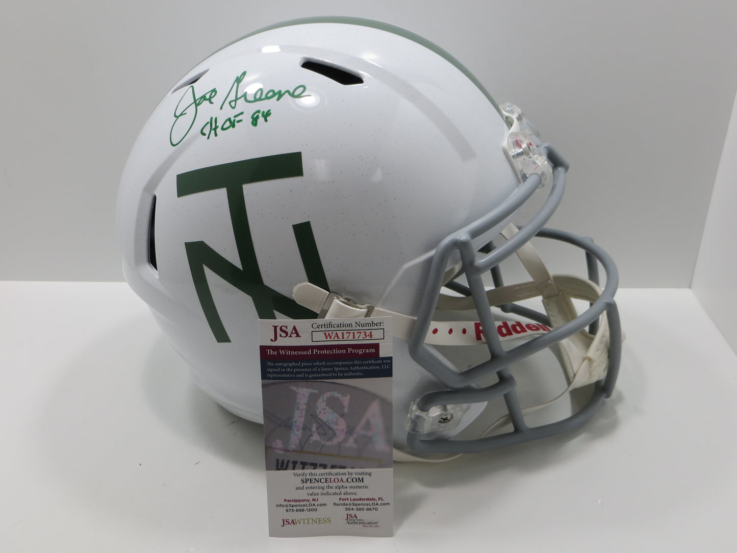 JOE GREENE NORTH TEXAS MEAN GREEN SIGNED FULL SIZE White HELMET w/CHOF84 JSA