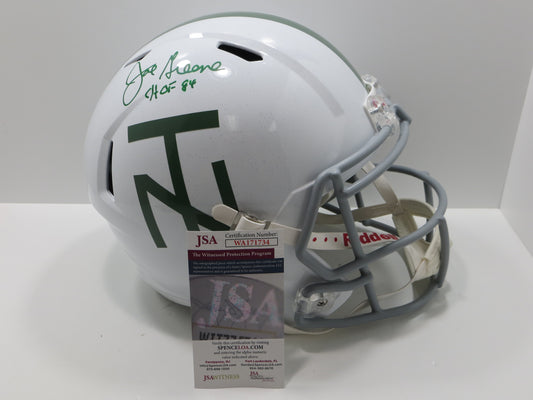 JOE GREENE NORTH TEXAS MEAN GREEN SIGNED FULL SIZE White HELMET w/CHOF84 JSA