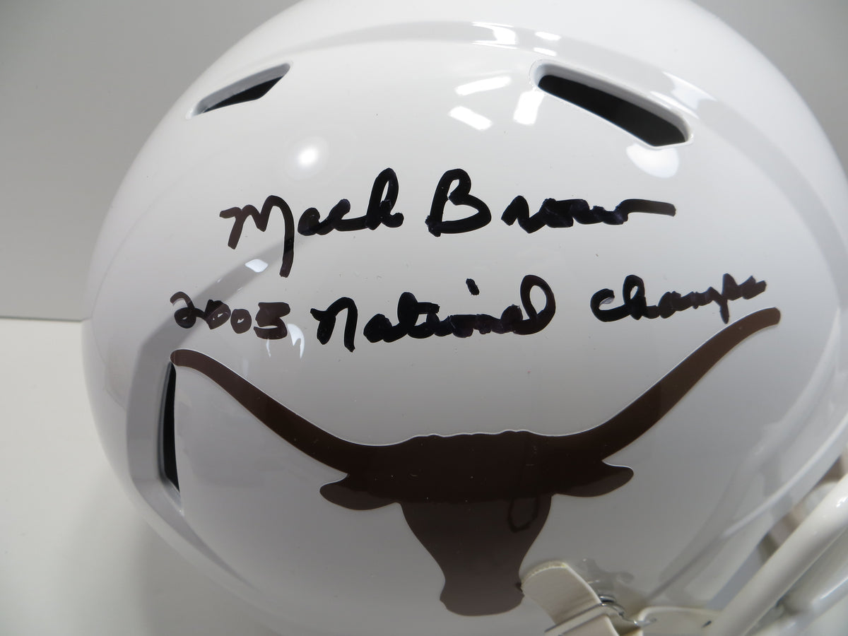MACK BROWN SIGNED TEXAS LONGHORNS RIDDELL FULL SIZE HELMET w/2005Champs BAS