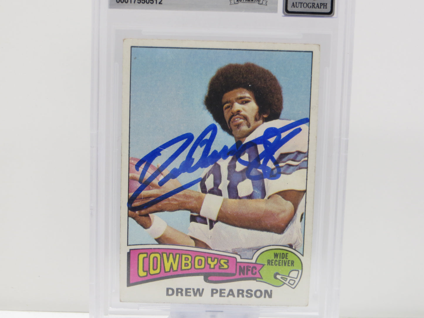 DREW PEARSON SIGNED 1975 TOPPS #65 DALLAS COWBOYS BGS BAS SLAB AUTO 10