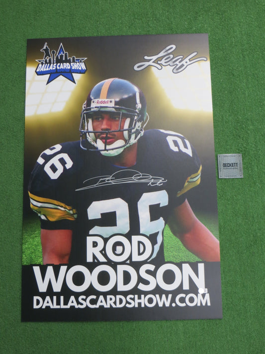 ROD WOODSON STEELERS RAIDERS SIGNED 24x36 Dallas Card Show FOAM BOARD BAS