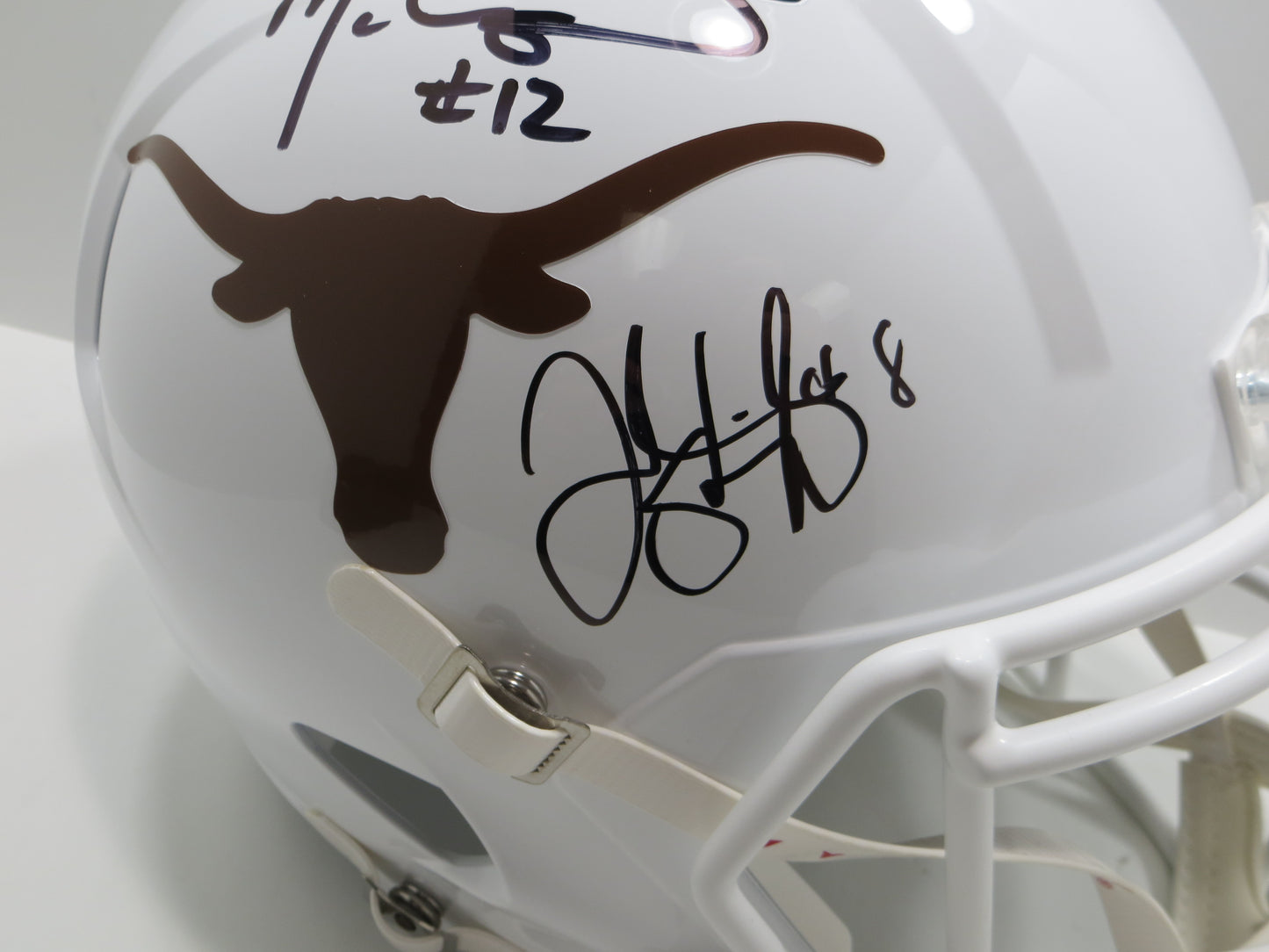 COLT McCOY JORDAN SHIPLEY SIGNED TEXAS LONGHORNS FULL SIZE HELMET BAS