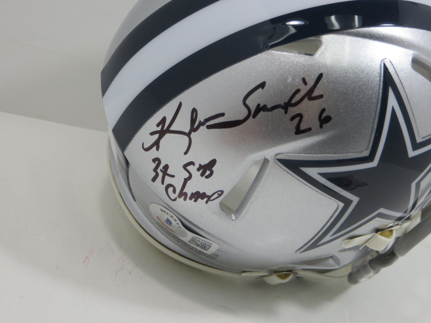 KEVIN SMITH DALLAS COWBOYS SIGNED Riddell MINI HELMET w/3xSB Champ BAS COA