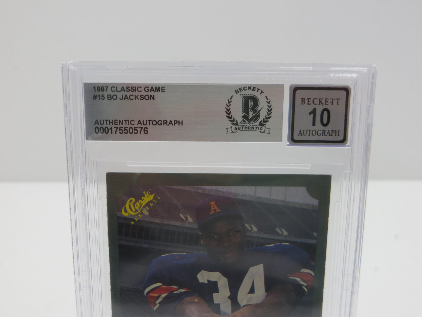 BO JACKSON SIGNED 1987 CLASSIC GAME #15 ROYALS AUBURN BGS BAS SLAB AUTO 10