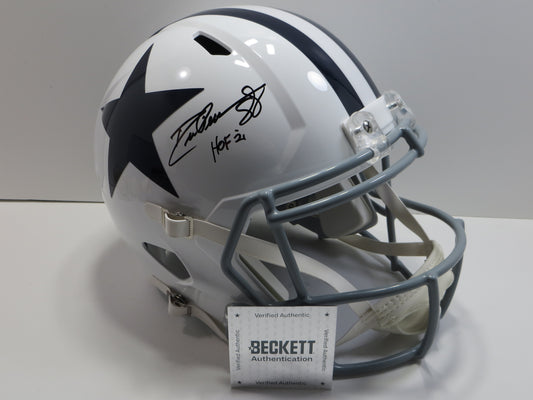 DREW PEARSON SIGNED DALLAS COWBOYS FULL SIZE WHITE THROWBACK HELMET w/HOF BAS