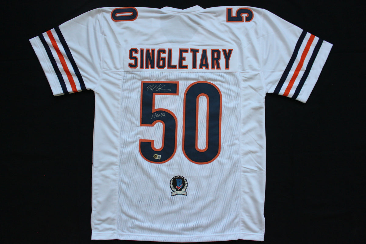 MIKE SINGLETARY CHICAGO BEARS SIGNED WHITE JERSEY w/HOF 98 Baylor Bears BAS