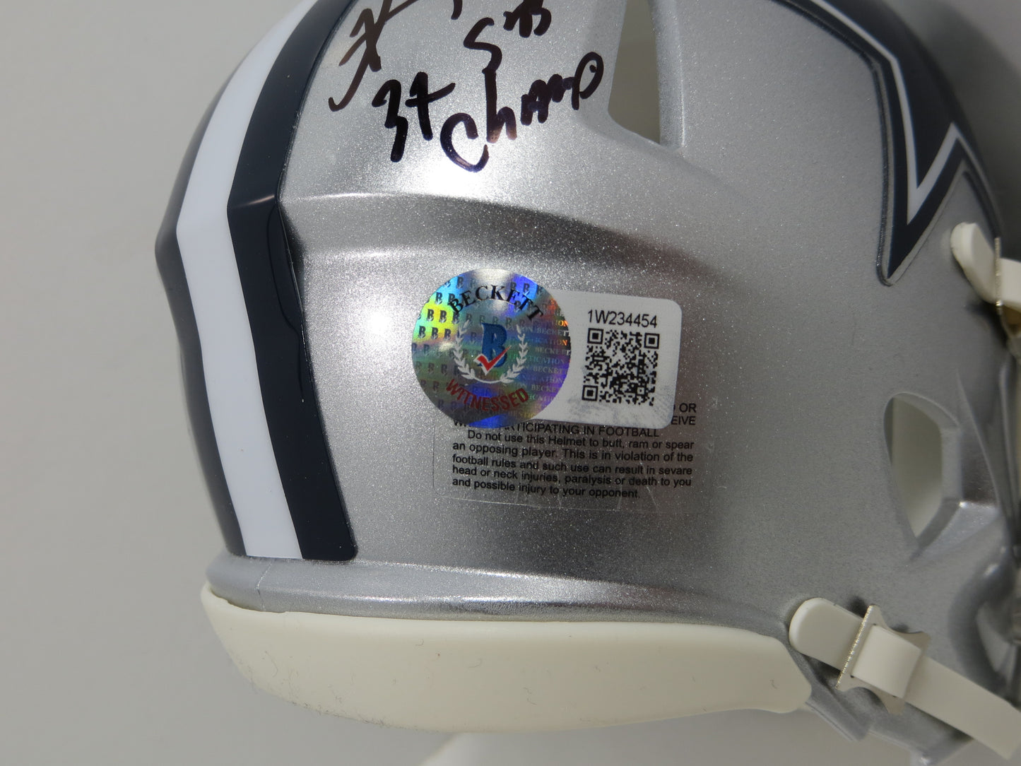 KEVIN SMITH DALLAS COWBOYS SIGNED Riddell MINI HELMET w/3xSB Champ BAS COA