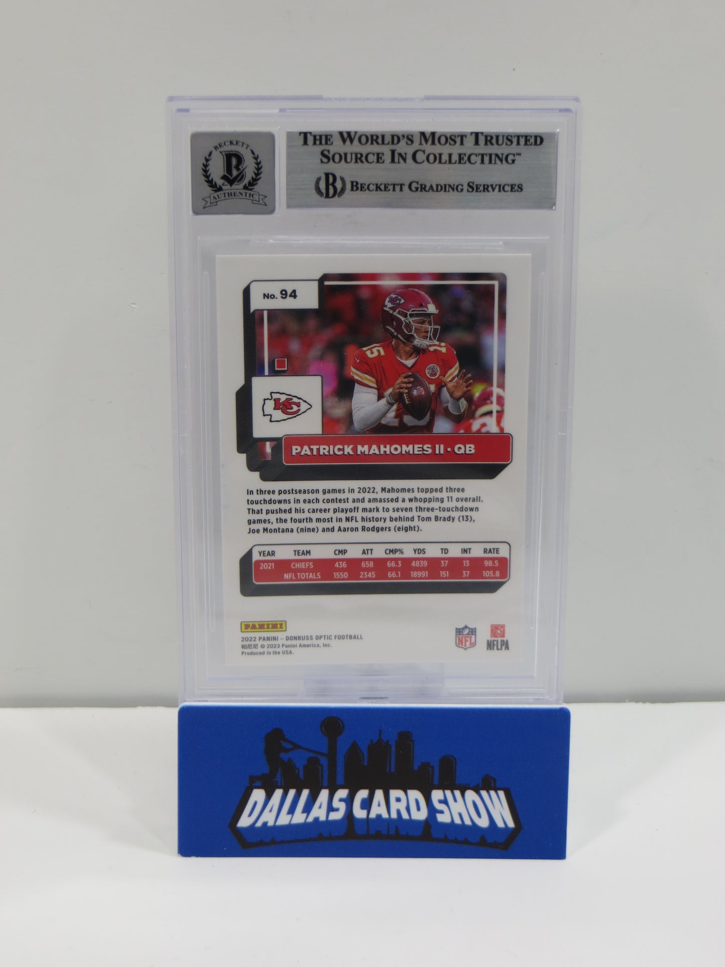 PAT MAHOMES SR SIGNED 2021 Donruss Optic BGS BAS SLAB w/Who's Your Daddy AUTO 10