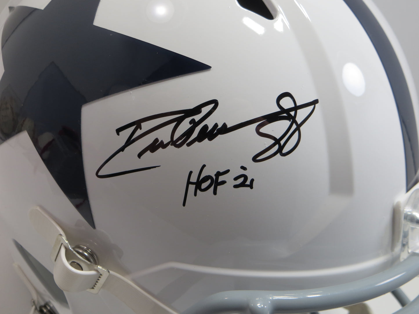 DREW PEARSON SIGNED DALLAS COWBOYS FULL SIZE WHITE THROWBACK HELMET w/HOF BAS