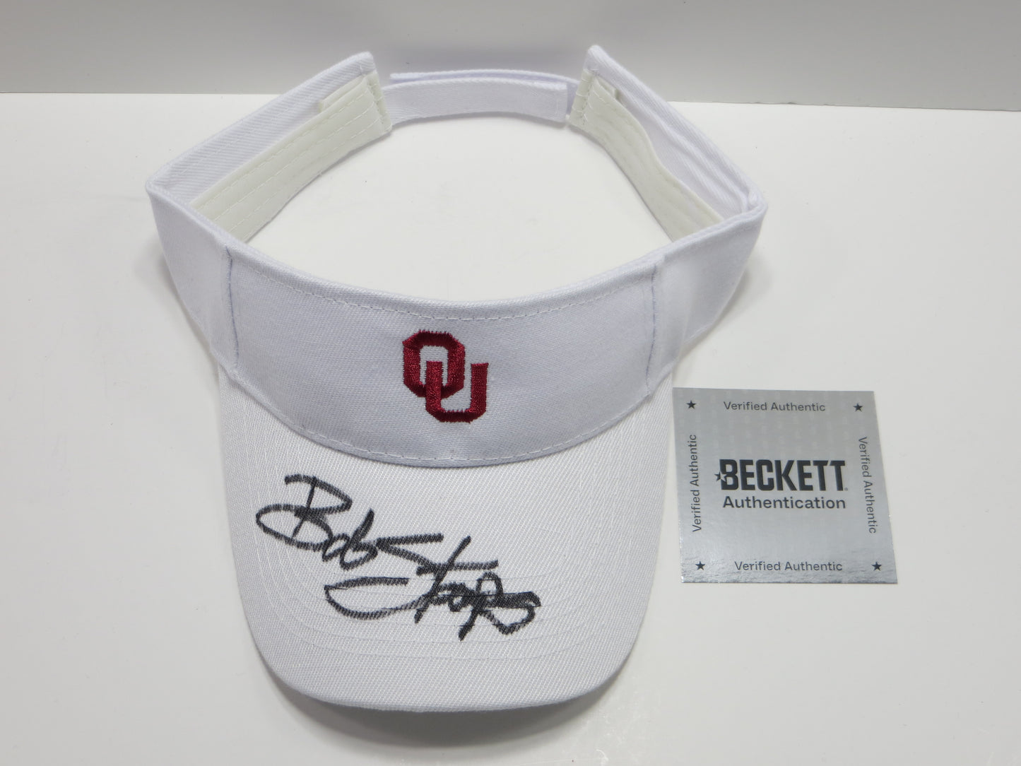 BOB STOOPS OKLAHOMA OU SOONERS SIGNED Sideline VISOR BAS COA