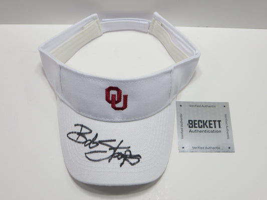 BOB STOOPS OKLAHOMA OU SOONERS SIGNED Sideline VISOR BAS COA