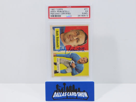 ANDY ROBUSTELLI SIGNED 1957 TOPPS Football Card #71 PSA5(MC) SLAB Authentic AUTO