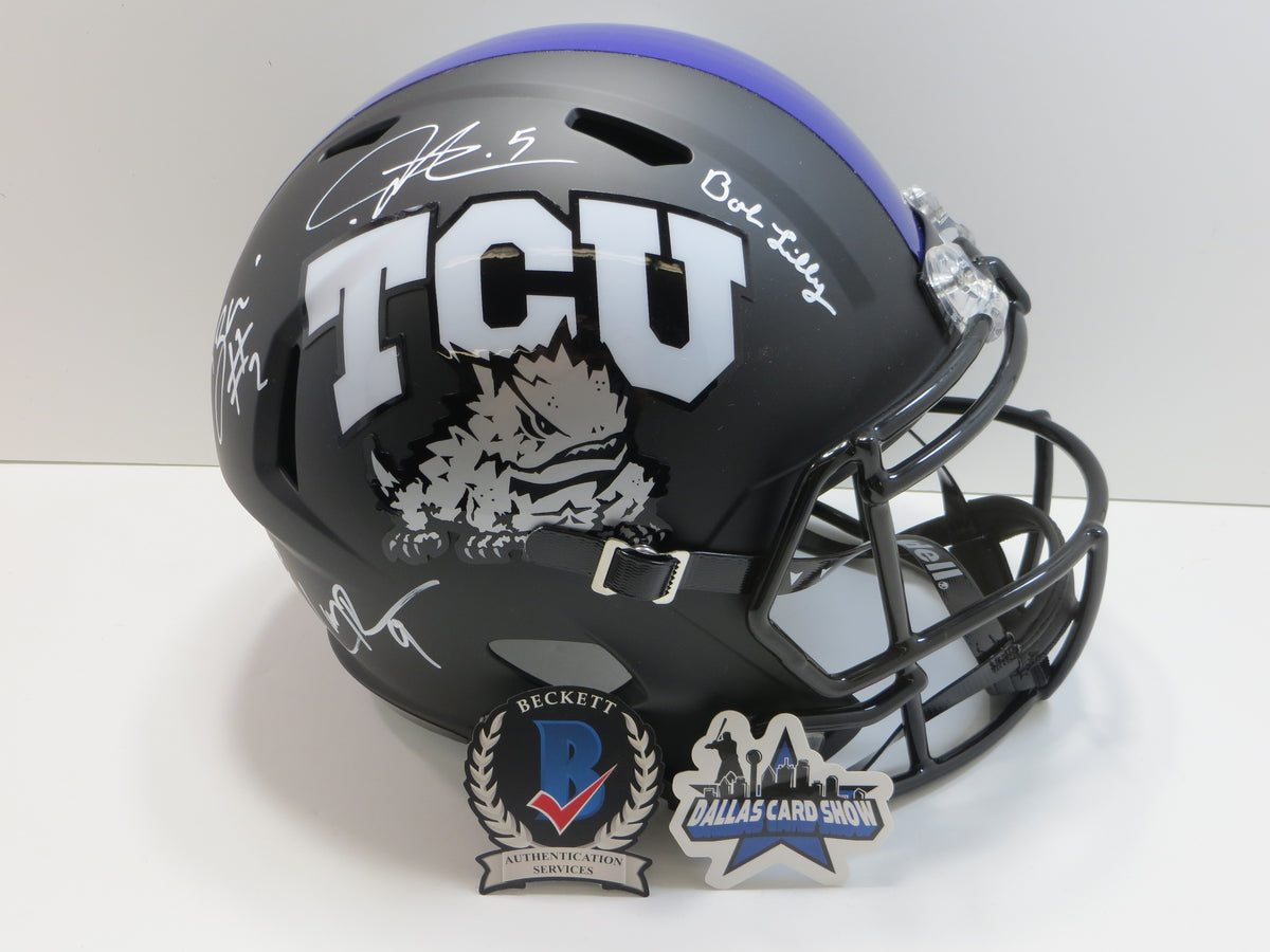 TCU HORNED FROGS LEGENDS Lilly Tomlinson Duggan ++ SIGNED BLACK Full SIZE HELMET BAS