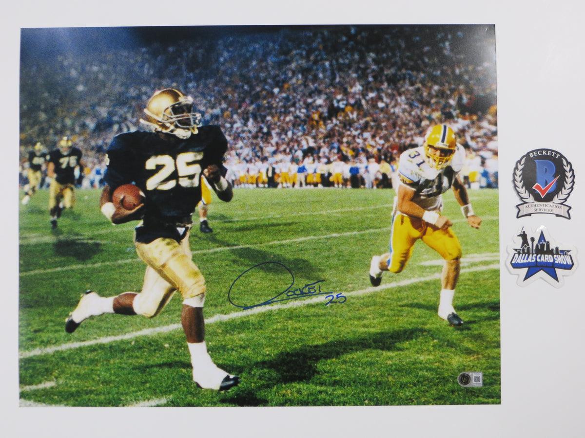ROCKET ISMAIL NOTRE DAME SIGNED Touchdown 16x20 BAS