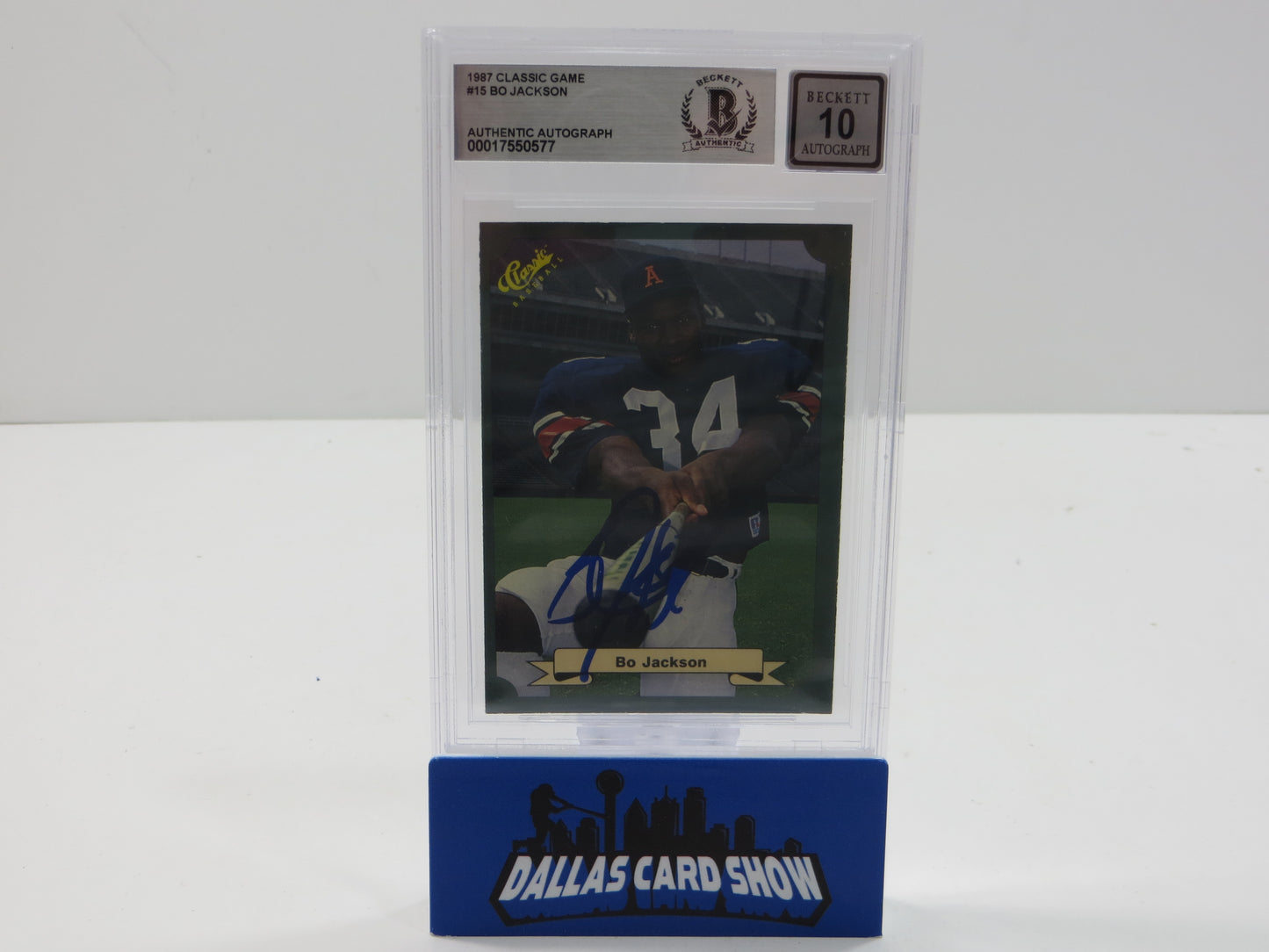 BO JACKSON SIGNED 1987 CLASSIC GAME #15 ROYALS AUBURN BGS BAS SLAB AUTO 10