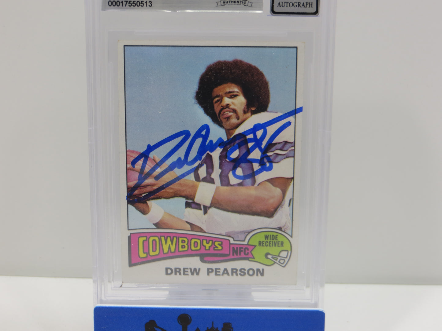 DREW PEARSON SIGNED 1975 TOPPS #65 DALLAS COWBOYS BGS BAS SLAB AUTO 10