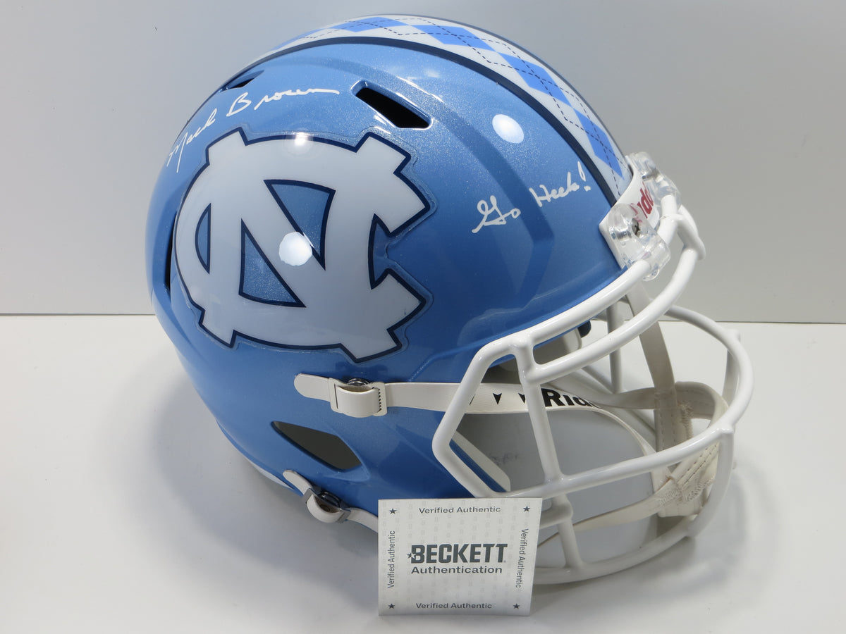 MACK BROWN SIGNED NORTH CAROLINA TAR HEELS FULL SIZE HELMET w/Go Heels! BAS