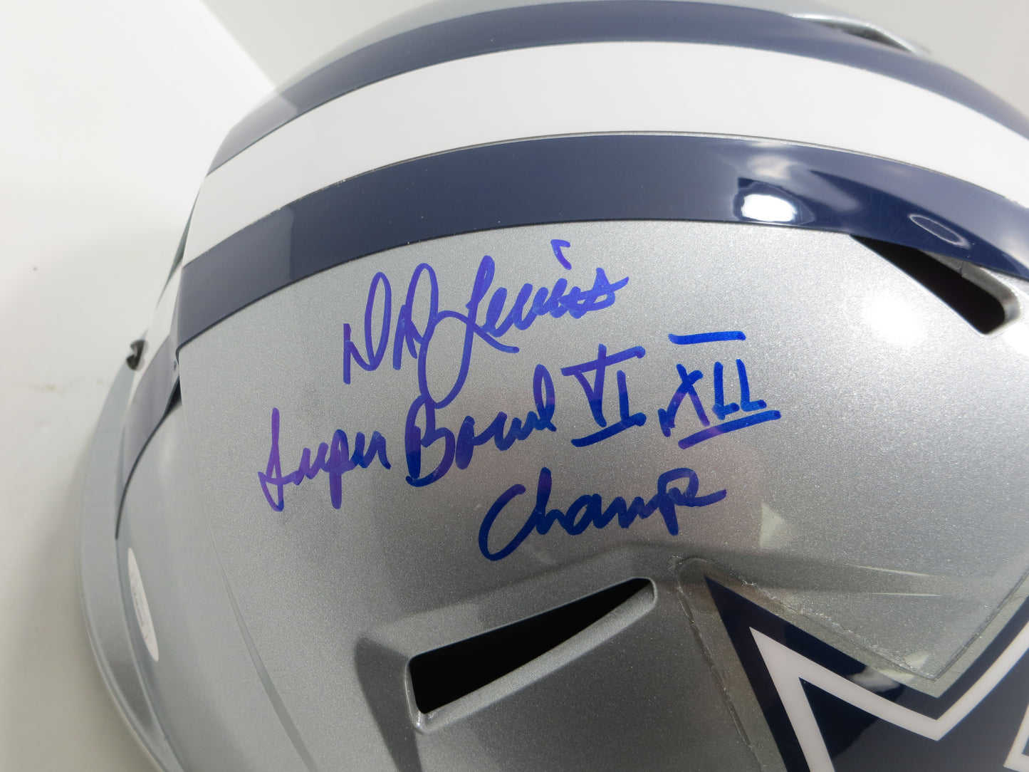 DD LEWIS SIGNED DALLAS COWBOYS RIDDELL F/S HELMET w/2 INSCs JSA COA