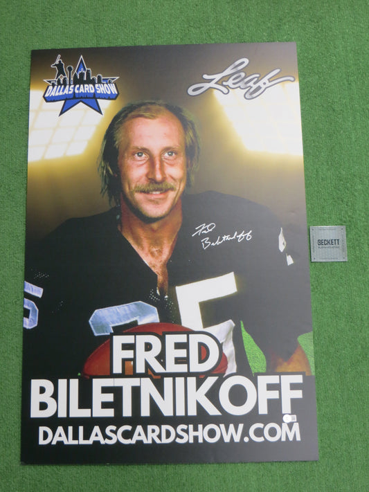 FRED BILETNIKOFF OAKLAND RAIDERS SIGNED 24x36 Dallas Card Show FOAM BOARD BAS