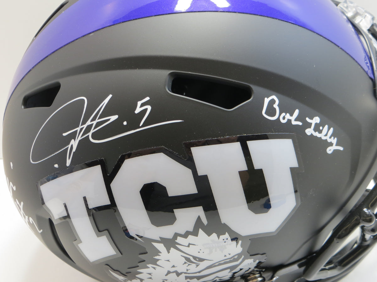 TCU HORNED FROGS LEGENDS Lilly Tomlinson Duggan ++ SIGNED BLACK Full SIZE HELMET BAS