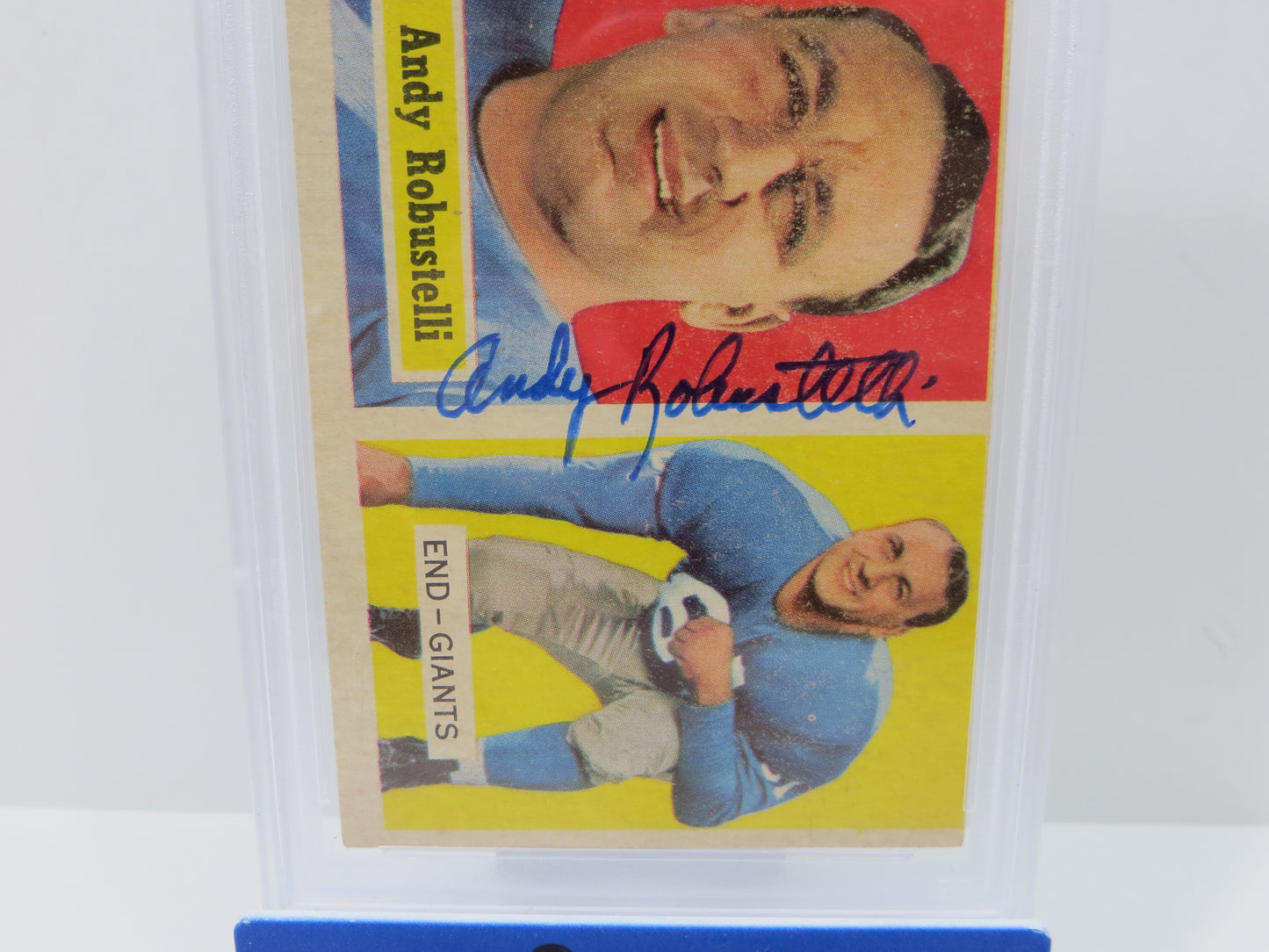 ANDY ROBUSTELLI SIGNED 1957 TOPPS Football Card #71 PSA5(MC) SLAB Authentic AUTO