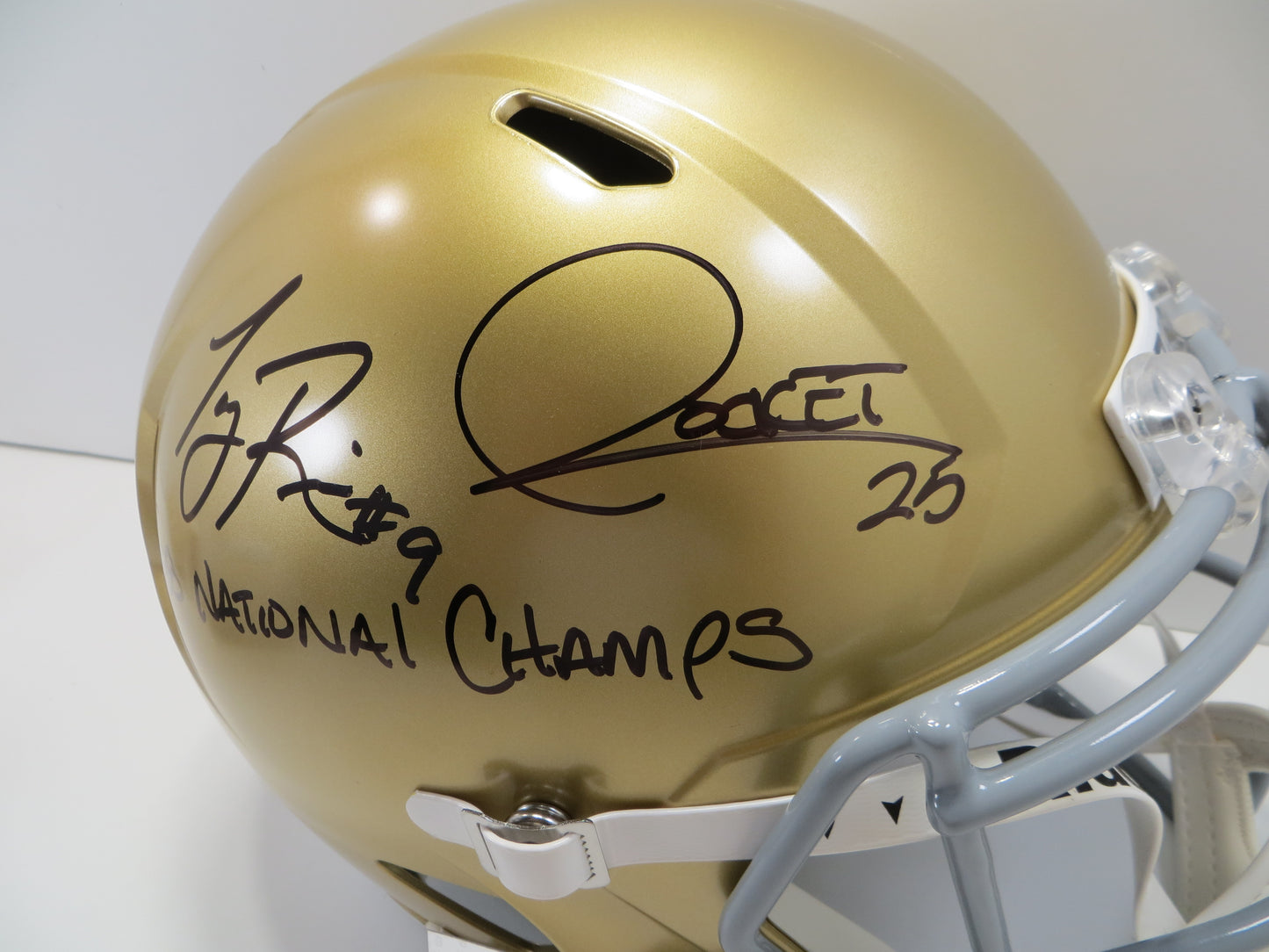 ROCKET ISMAIL TONY RICE SIGNED NOTRE DAME ND FULL SIZE HELMET w/88Champs BAS