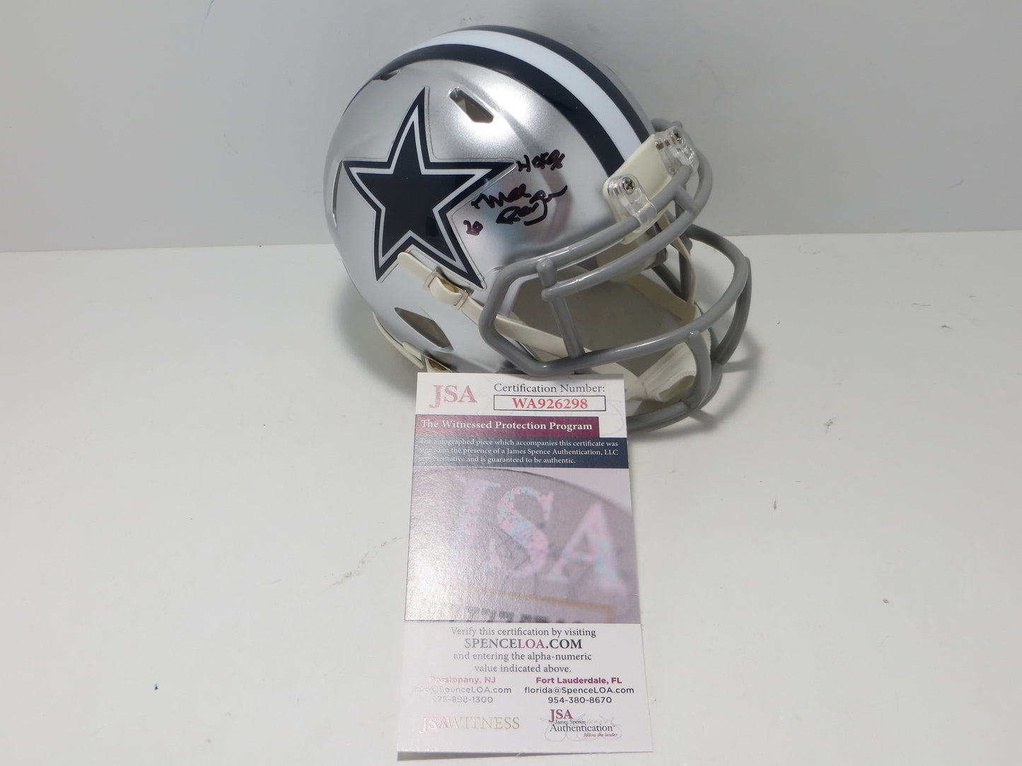 MEL RENFRO DALLAS COWBOYS SIGNED Mini Helmet w/HOF 06 JSA COA