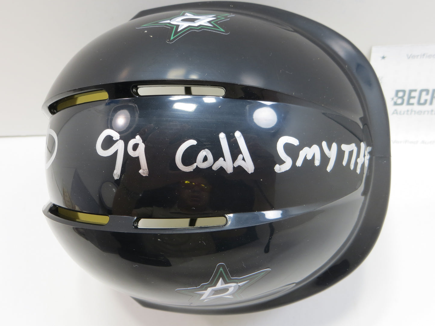 JOE NIEUWENDYK DALLAS STARS SIGNED MINI HOCKEY HELMET w/99 Conn Smythe BAS COA