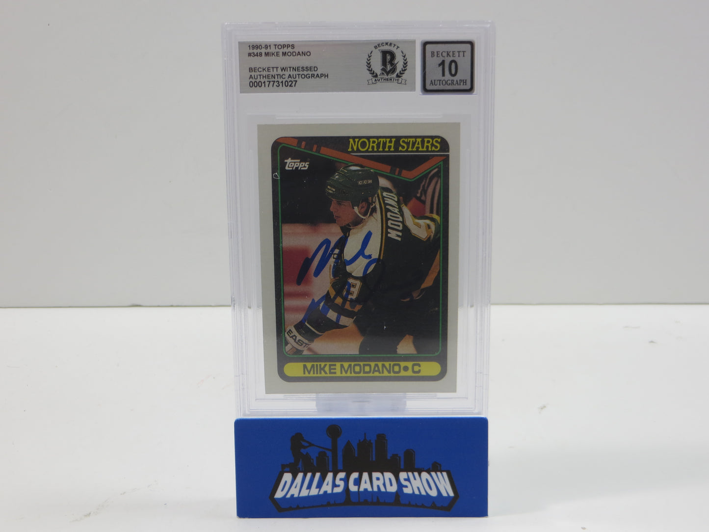 1990-91 TOPPS #348 MIKE MODANO BGS 10 AUTO