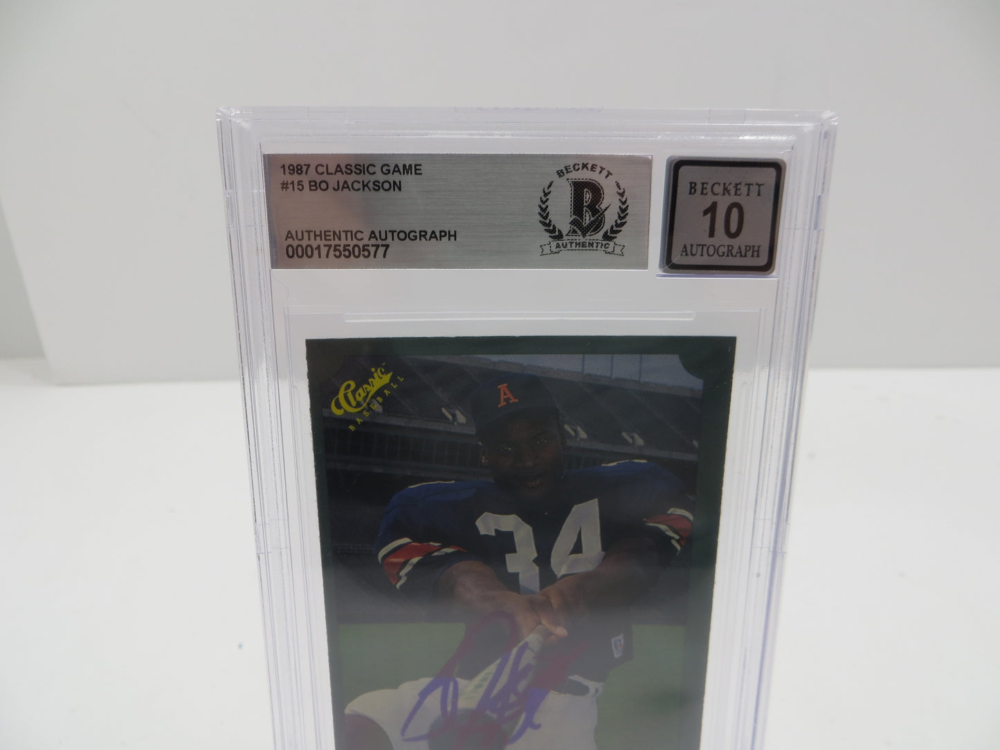 BO JACKSON SIGNED 1987 CLASSIC GAME #15 ROYALS AUBURN BGS BAS SLAB AUTO 10