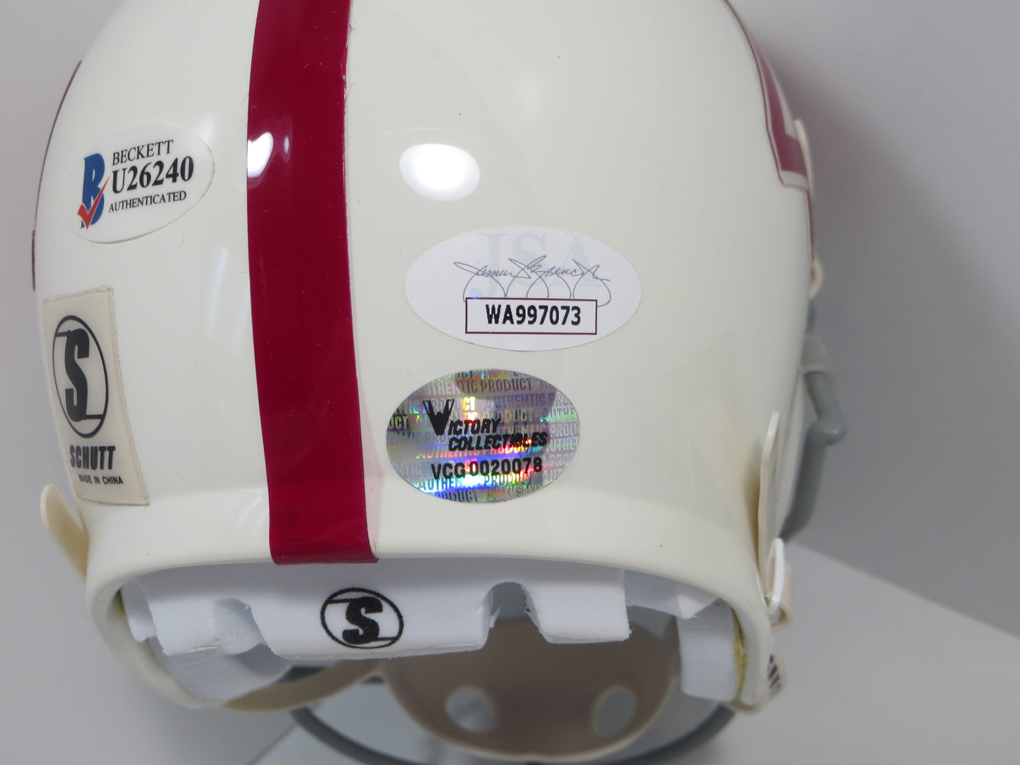 JOHN DAVID CROW & JOHNNY MANZIEL SIGNED Texas A&M Helmet w/Heisman JSA BAS