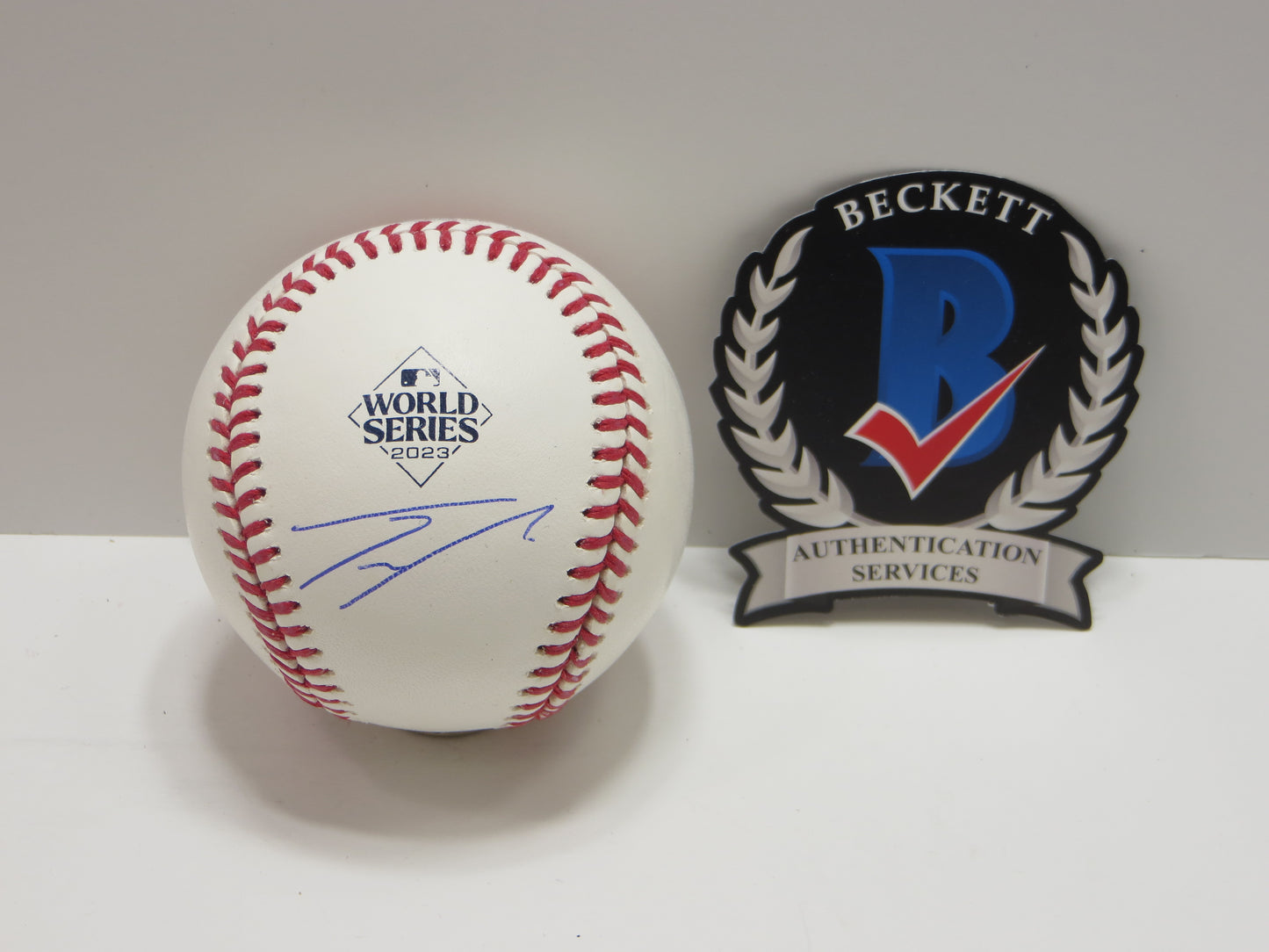 JOSH SMITH TEXAS RANGERS SIGNED OFFICIAL 2023 WORLD SERIES BASEBALL BAS COA